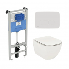 Комплект инсталляции с подвесным унитазом IDEAL STANDARD Prosys Tesi с сиденьем и кнопкой T3868V1/123AC Комплект инсталляции с подвесным унитазом IDEAL STANDARD Prosys Tesi с сиденьем и кнопкой T3868V1/123AC